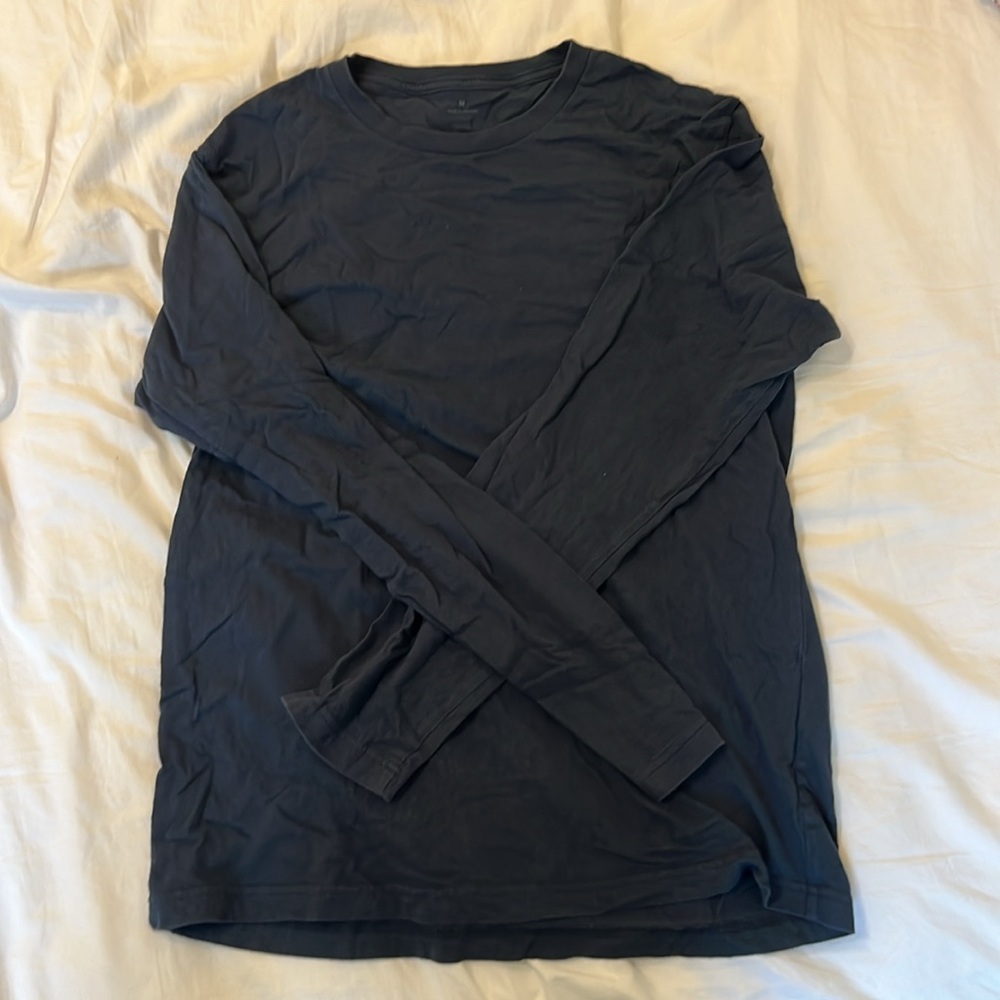 MUJI Men's Washed Jersey Long Sleeves Crew Neck T-Shirt Dark Navy / M